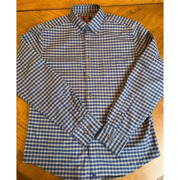 UNTUCKit Shirt Mens Navy Blue Gray Flannel Long Sleeve Button Down Size S - Picture 2 of 10